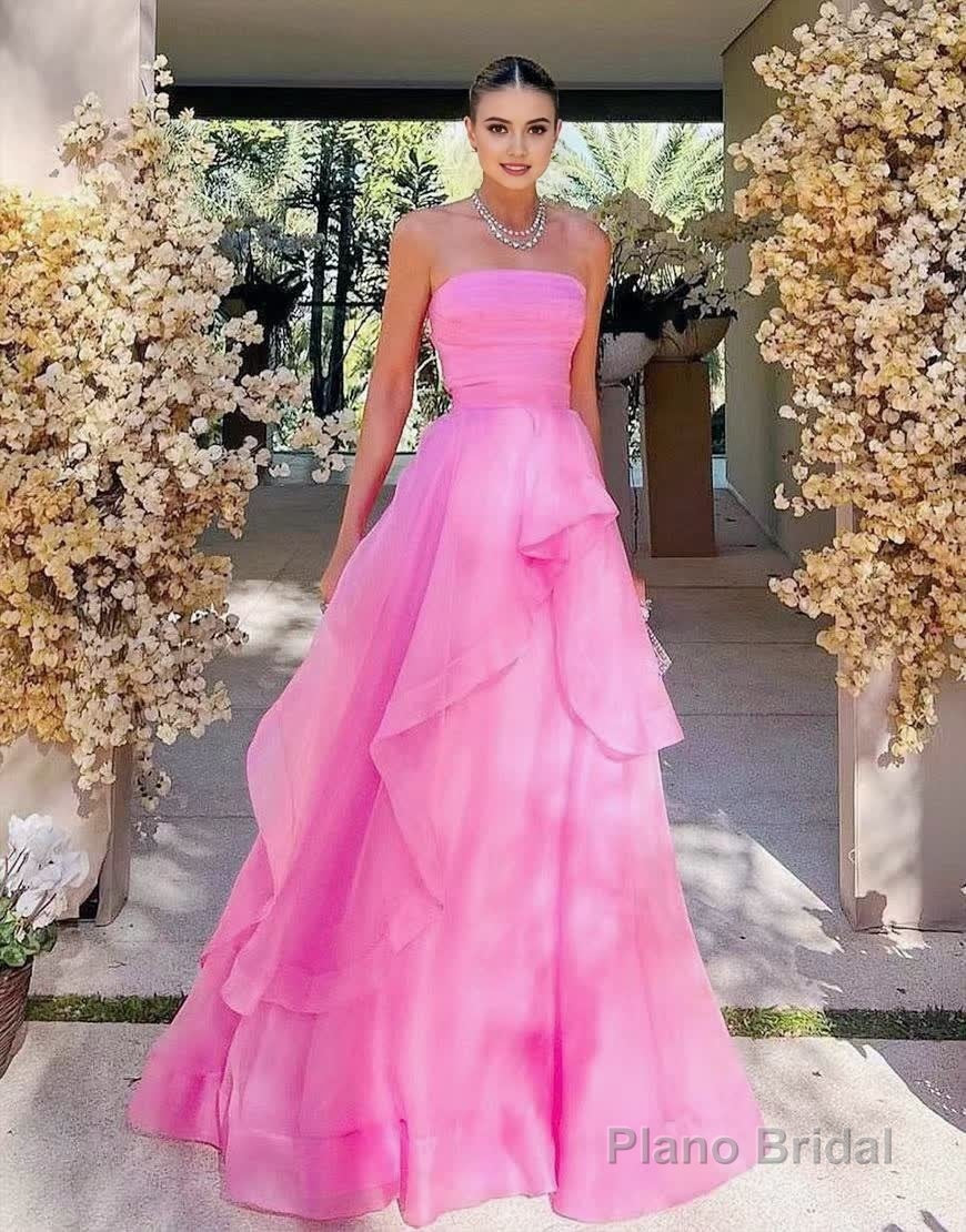 Light Pink A Line Strapless Organza Prom Dress Secondary image