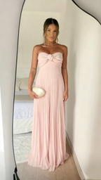 Light Pink Strapless Chiffon Long Formal Prom Dresses Formal Evening Party Dresses