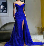 Light Purple High Split Formal Evening Dresses, Sweetheart Mermaid Formal Prom Dresses, Elegant Dresses For Wedding