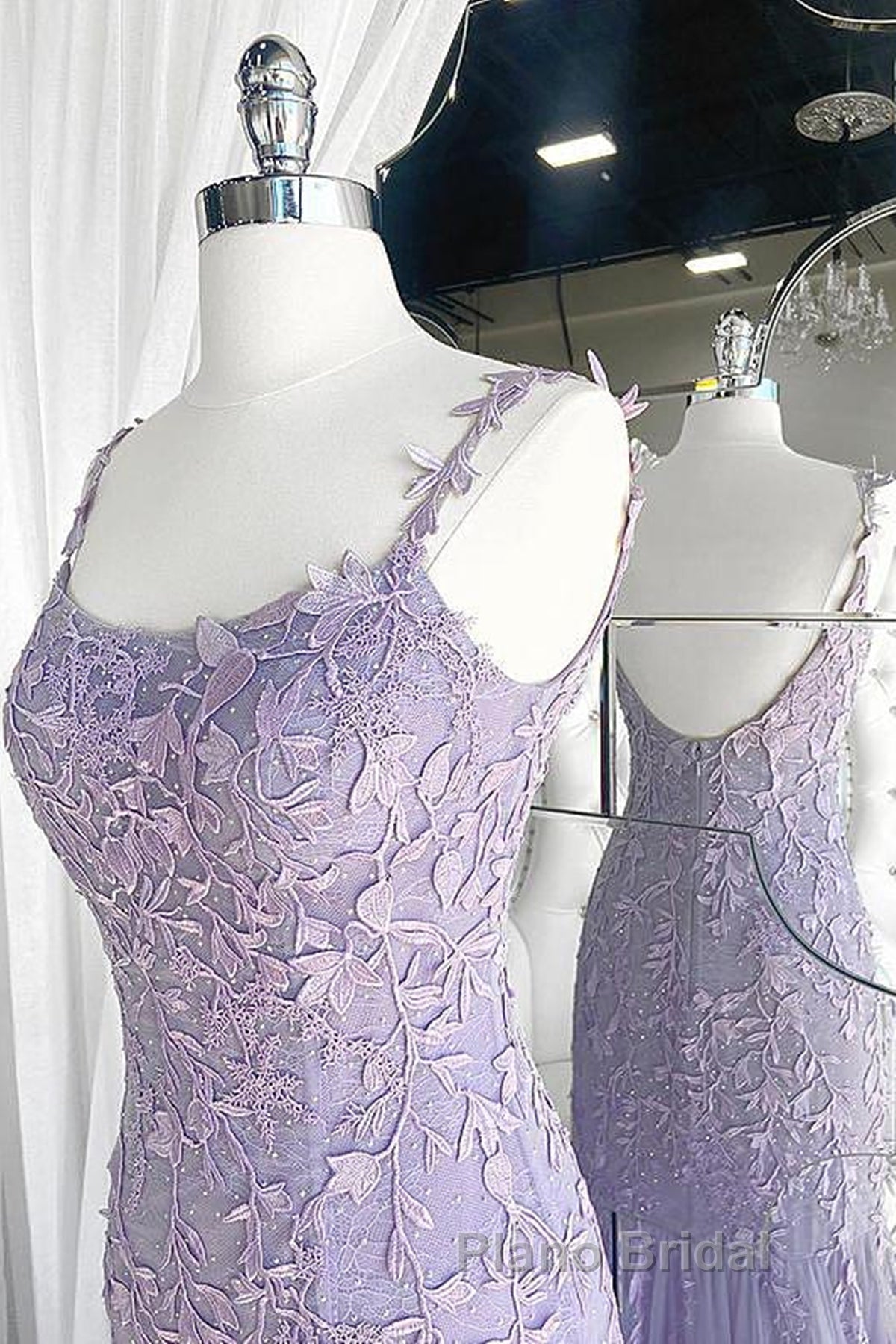Light Purple Lace Mermaid Formal Prom Dresses, Purple Lace Mermaid Formal Evening Dresses Secondary image