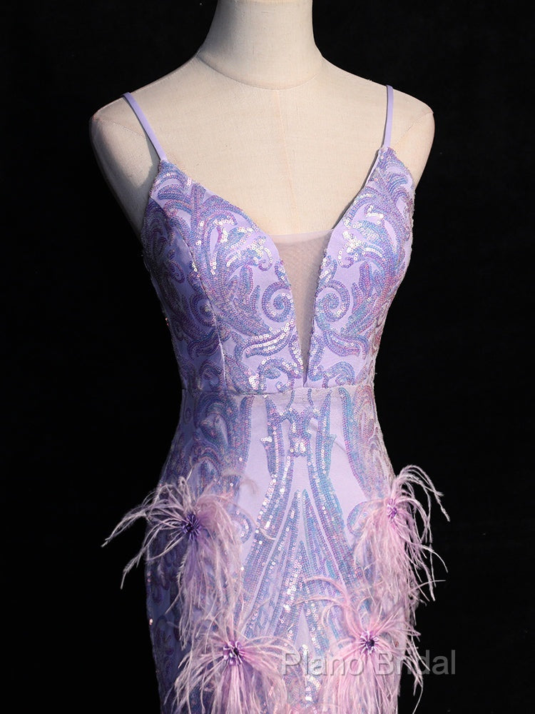 Light Purple Sequins Mermaid Long Party Dresses, Light Purple Formal Dresses Formal Prom Dresses Secondary image