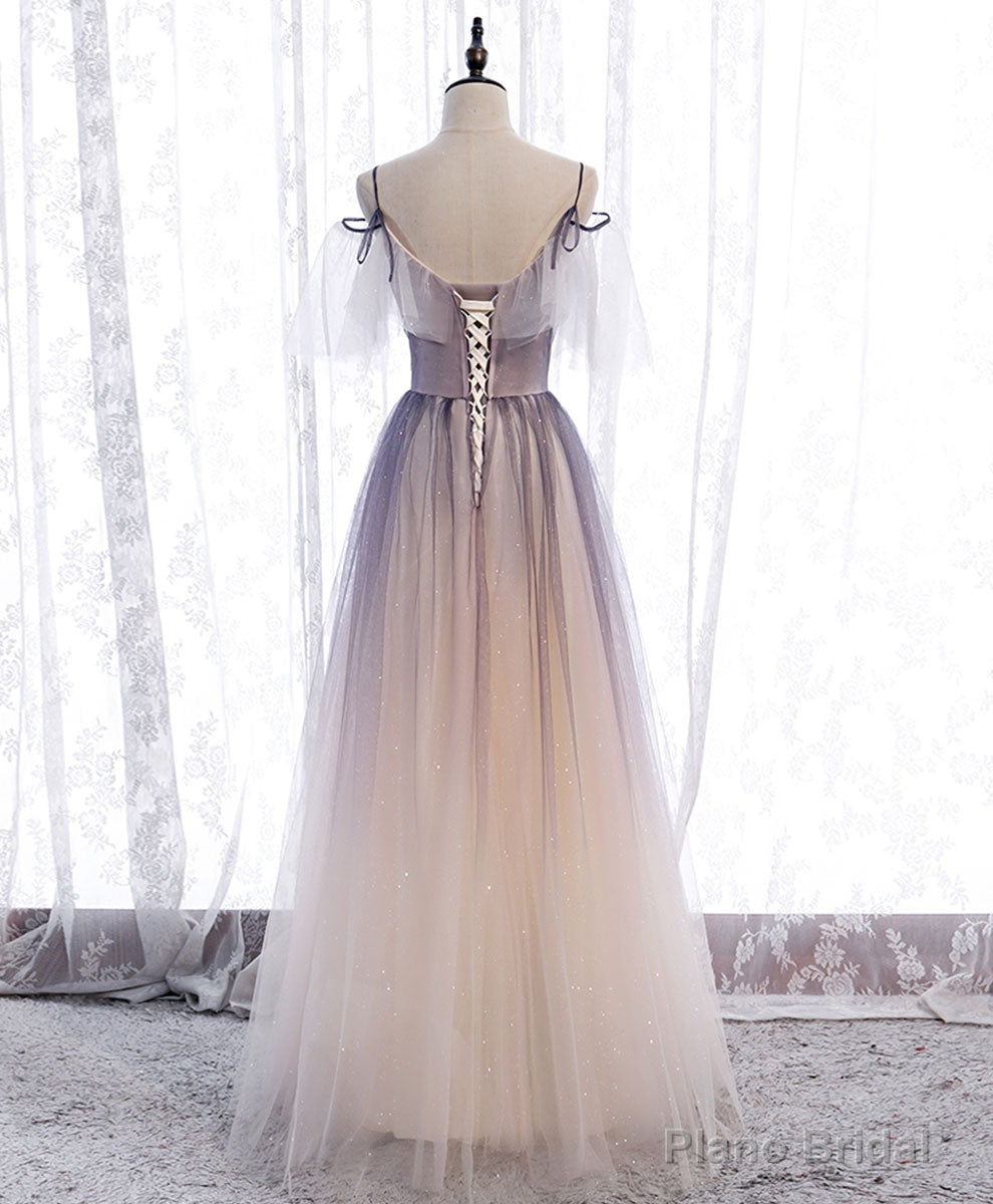 Light Purple Tulle Sequin Long Prom Dress, Purple Formal Party Dress Secondary image
