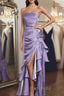 Light Purple Vintage Floral Dresses Asymmetrical Hem Formal Prom Gown
