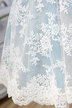 Light Sky Blue Halter Homecoming with Lace Appliques Cute Short Formal Dresses