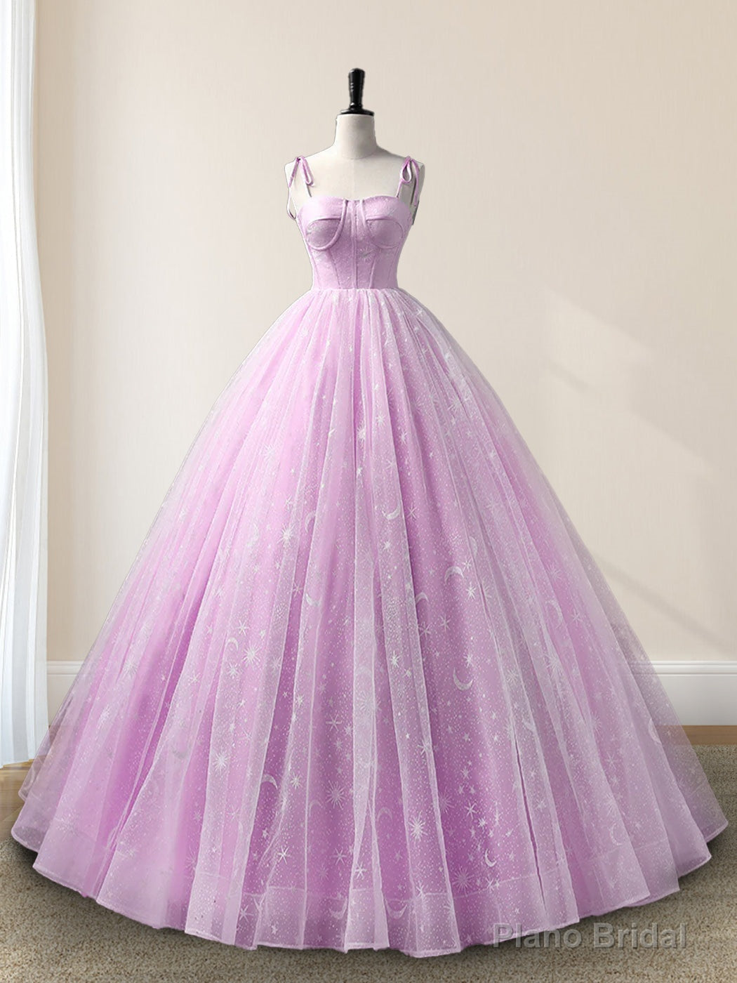 Lilac A-Line Tulle Long Sleeveless Quinceanera Dresses Main image