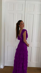 Lilac Lace Long Formal Prom Dresses Formal Evening Gown Party Dresses