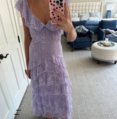 Lilac Lace Long Formal Prom Dresses Party Dresses 21Th Birthday Outfits