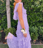 Lilac Lace Long Formal Prom Dresses Party Dresses 21Th Birthday Outfits