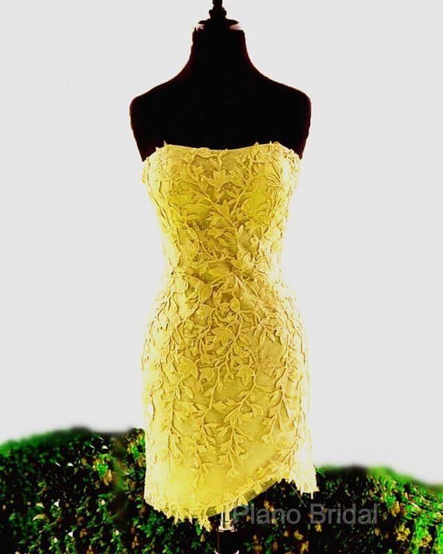 Lilac Lace Strapless Bodycon Homecoming Dresses