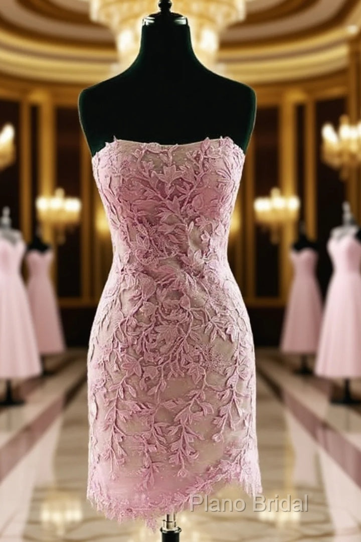Lilac Lace Strapless Bodycon Homecoming Dresses Main image
