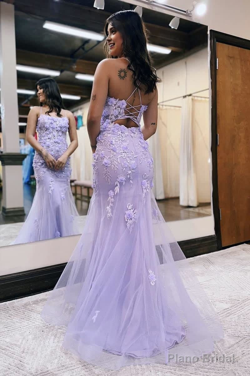 Lilac Mermaid Scoop Neck Prom Dress with Appliques Secondary image