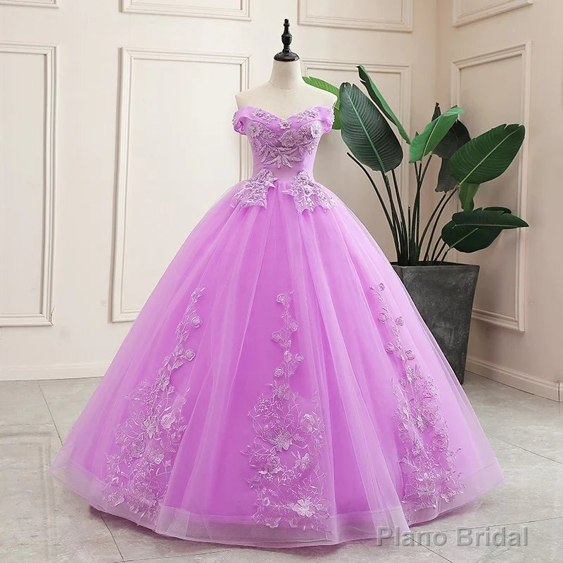 Lilac Off the Shoulder Quinceanera Dress Ball Gown with Appliqued Main image