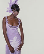 Lilac Satin Long Formal Prom Dresses Charming Formal Evening Dresses