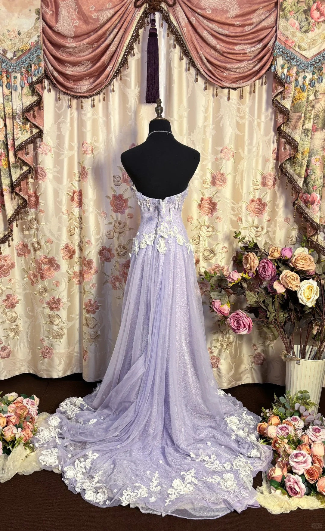 Lilac Strapless Formal Prom Dresses Long Formal Evening Party Dresses Secondary image