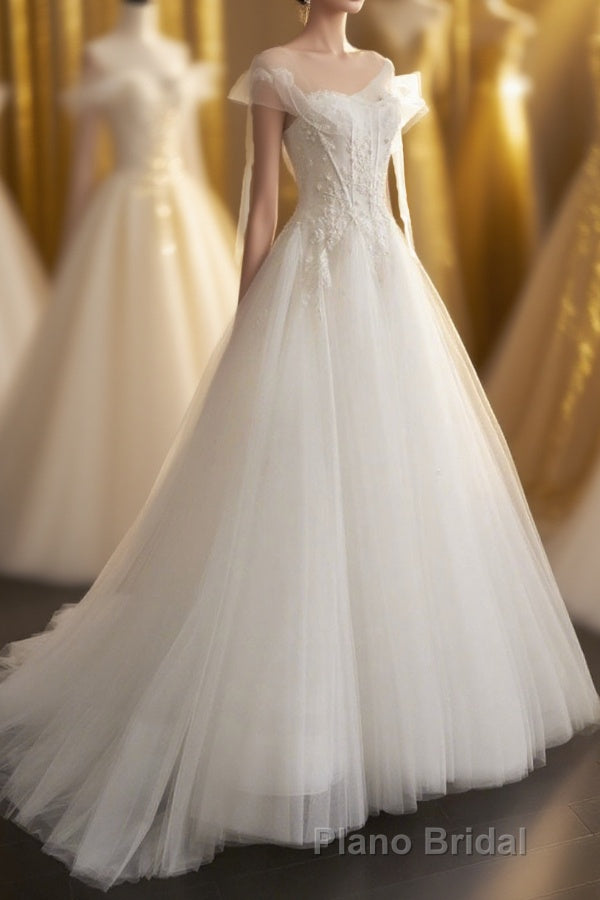 A-Line Tulle Lace Long Formal Prom Dresses, Evening Party Dresses Main image