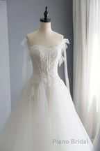 A-Line Tulle Lace Long Formal Prom Dresses, Evening Party Dresses