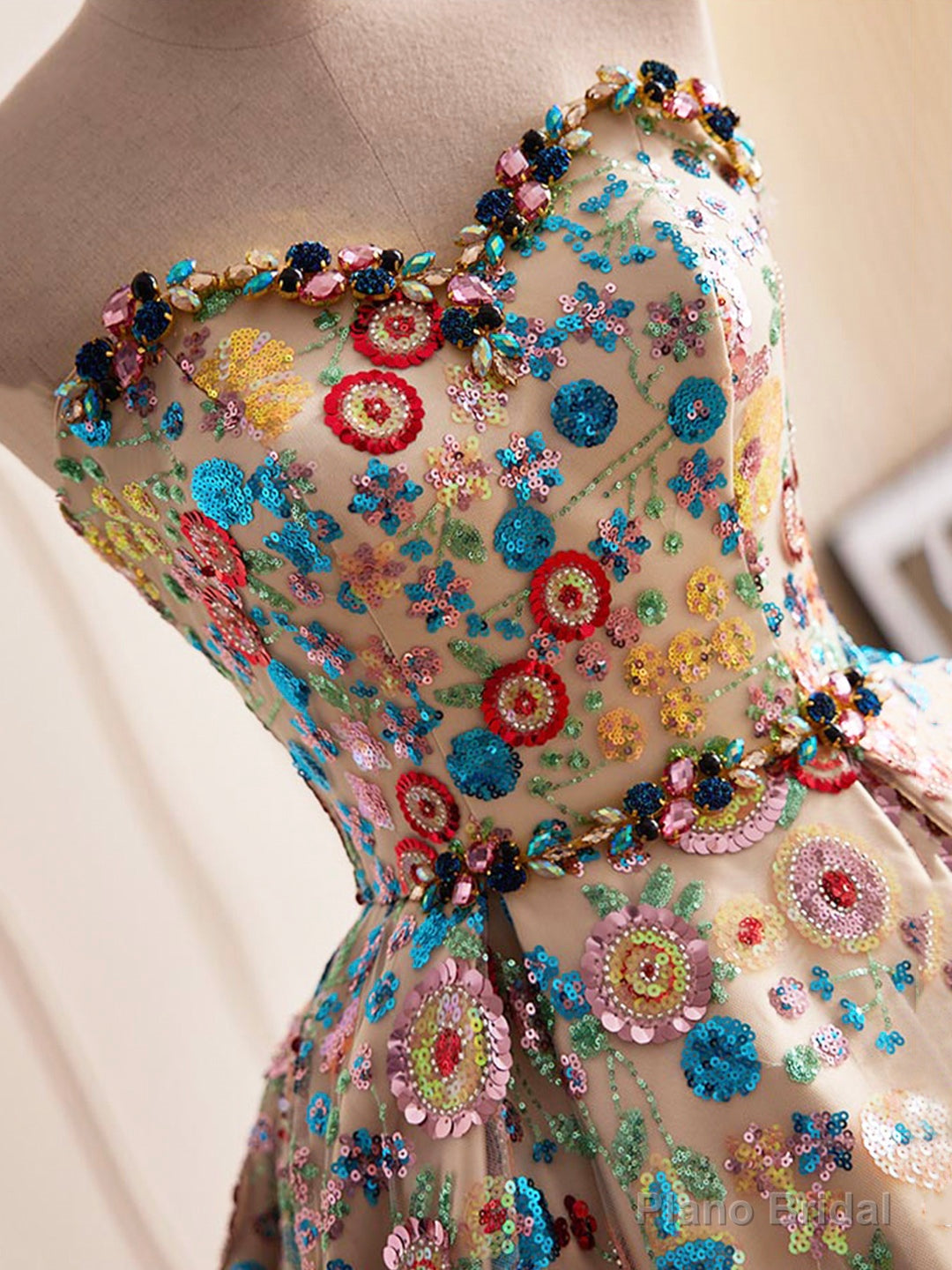 Beautiful Sequins Strapless Long Prom Dress, A-Line Evening Dress Party Dress Secondary image