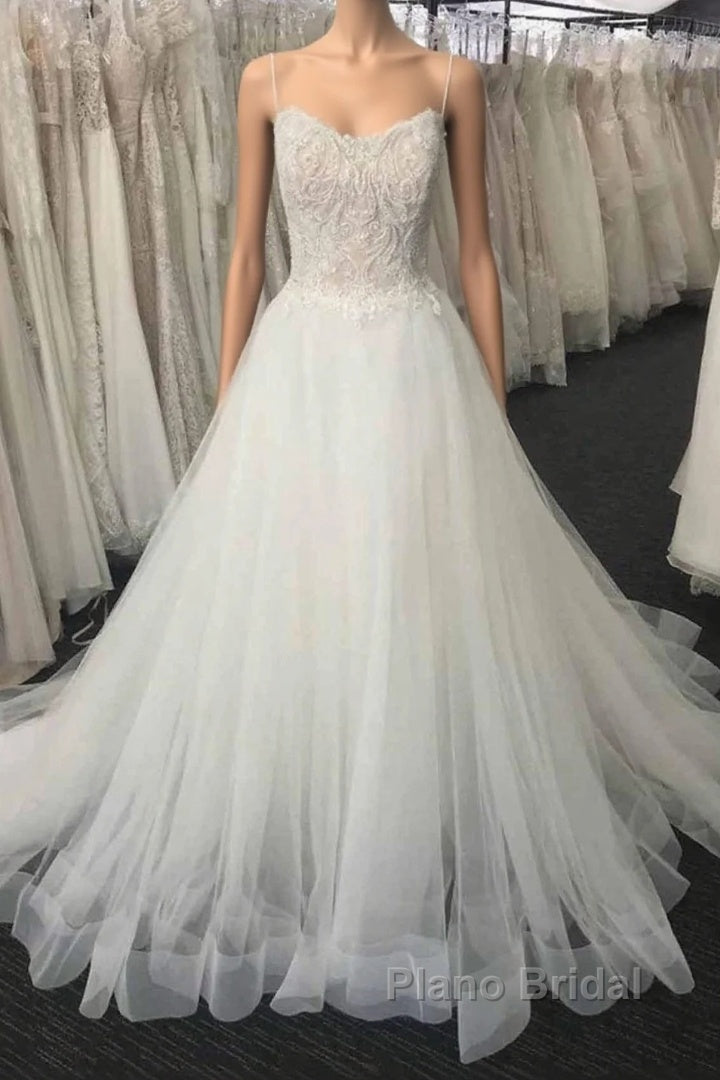 Long A-line Sweetheart Lace Tulle Wedding Dress Main image