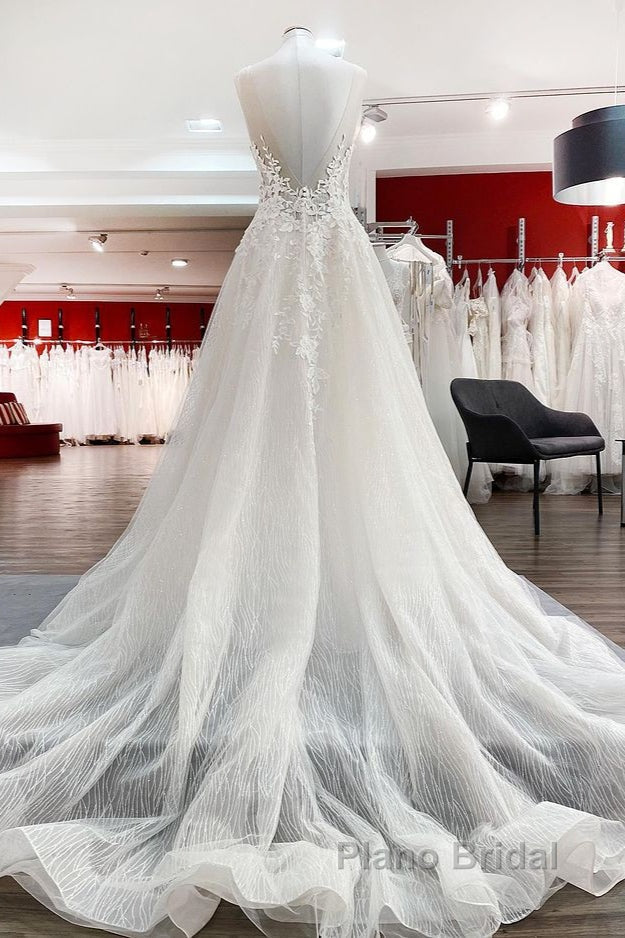 Long A-line Sweetheart Tulle Open Back Wedding Dress Secondary image