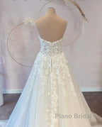 Long A-line Sweetheart Tulle Wedding Dress with Lace