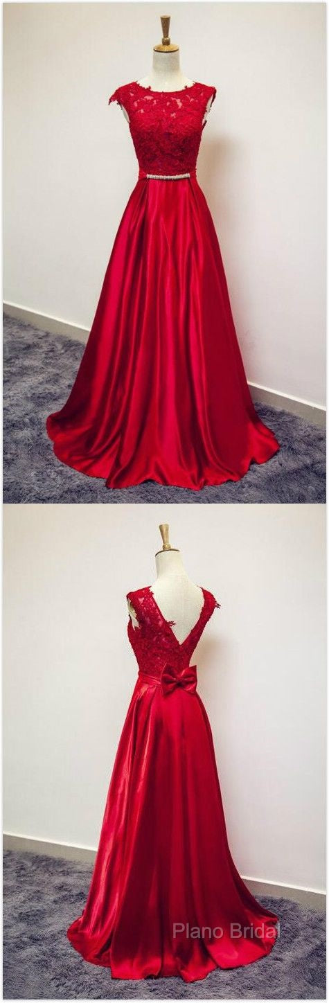 Long Applique Lace Formal Prom Dresses,Stain Formal Prom Dresses