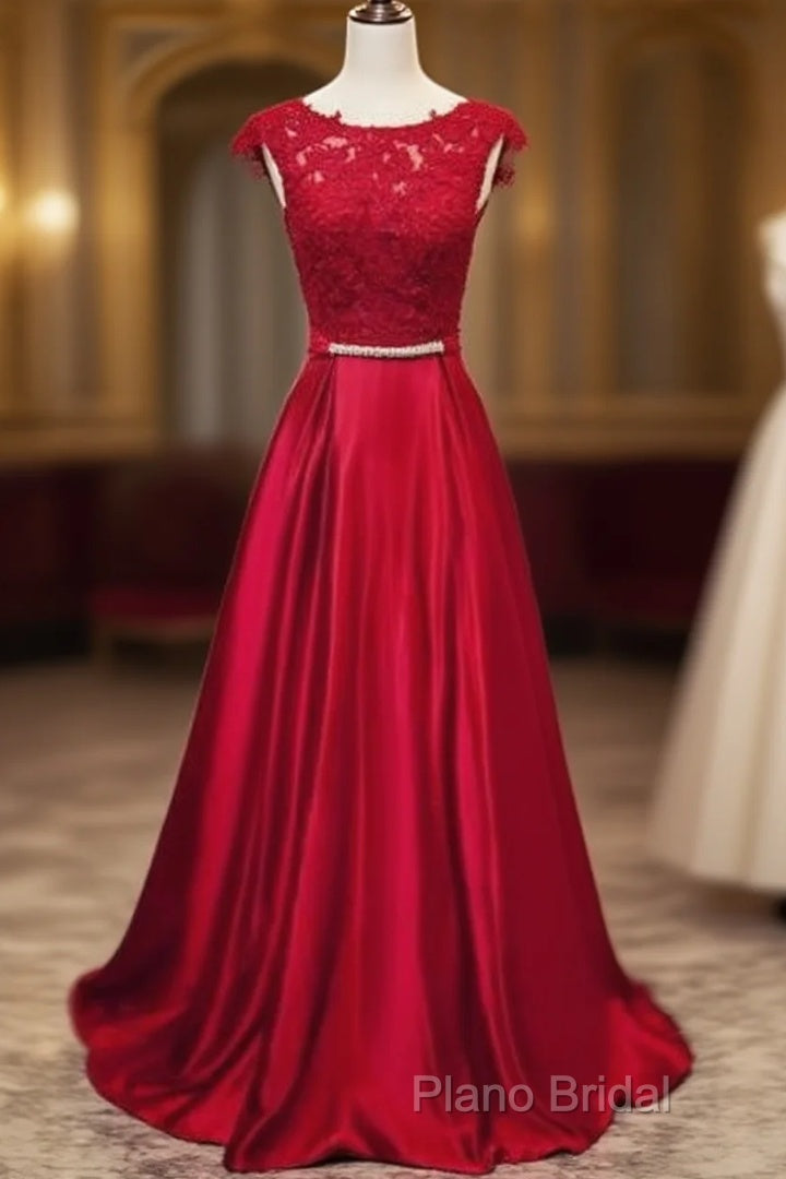 Long Applique Lace Formal Prom Dresses,Stain Formal Prom Dresses Main image