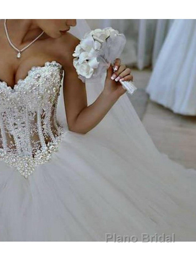 Long Ball Gown Strapless Lace Tulle Wedding Dresses Secondary image