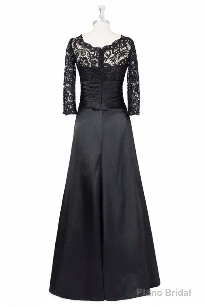 Long Black A Line Mother Of The Bride Dress