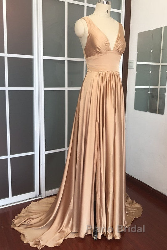 Long Chiffon V-Neck Empire Waistline Leg Slit Bridesmaid Dresses Secondary image