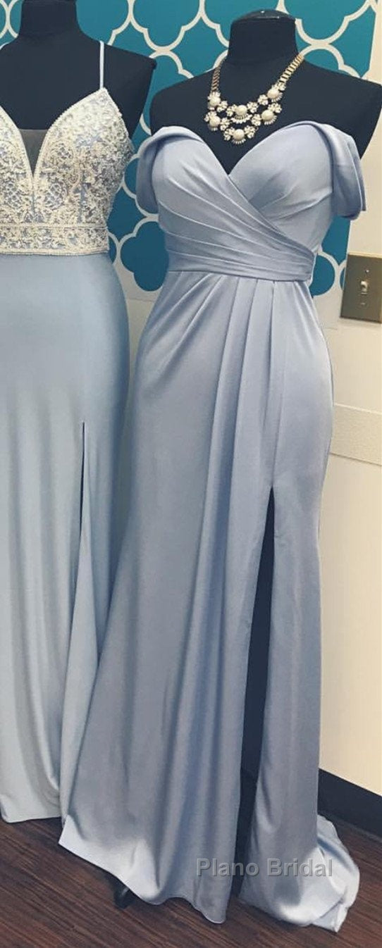 Long Chiffon V-Neck Off Shoulder Formal Dresses Leg Slit Bridesmaid Dresses Secondary image