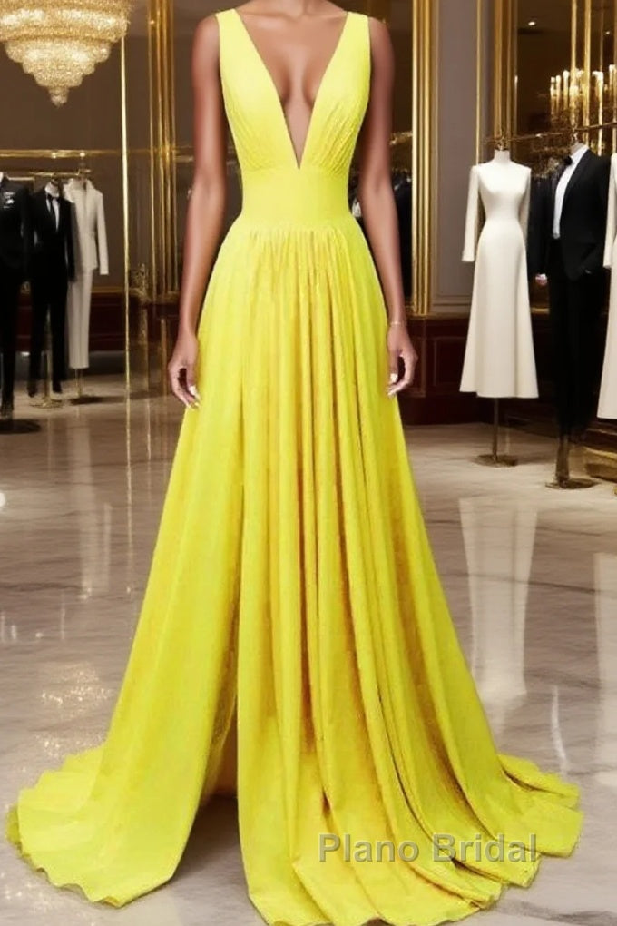 Long Chiffon V-Neck Split Bridesmaid Dresses Main image