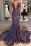 Long Mermaid Halter Sequins Formal Prom Dresses