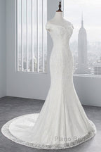 Long Mermaid Lace Off Shoulder Lace-up Wedding Dress