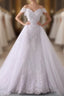 Long Mermaid Off-the-Shoulder Lace Tulle White Wedding Dresses