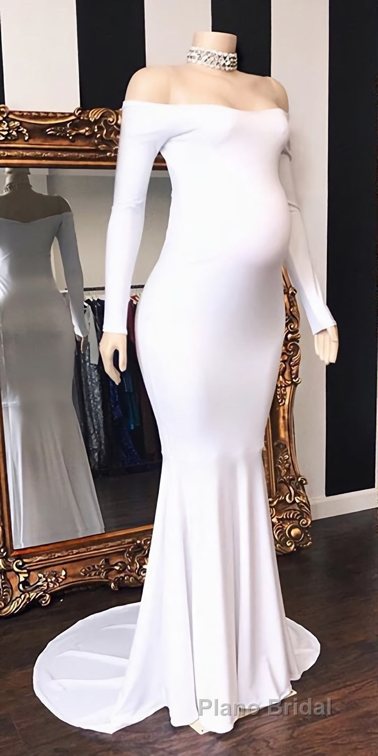 Long Mermaid Off-the-shoulder Pregnant Formal Evening Dresses with Sleeves Secondary image