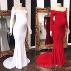 Long Mermaid Off-the-shoulder Pregnant Formal Evening Dresses with Sleeves