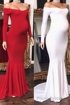 Long Mermaid Off-the-shoulder Pregnant Formal Evening Dresses with Sleeves