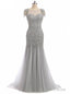 Long Mermaid Prom Dress Sparkly Beading Bodice Formal