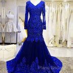 Long Mermaid Sequin Beaded Green Formal Prom Dresses With Sleeves Lace Formal Dresses