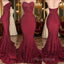 Long Mermaid Strapless Burgundy Formal Prom Dresses