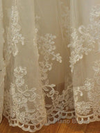 Long Mermaid Strapless Court Train Lace Organza Wedding Dresses