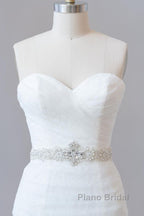 Long Mermaid Strapless Tulle Lace Wedding Dress