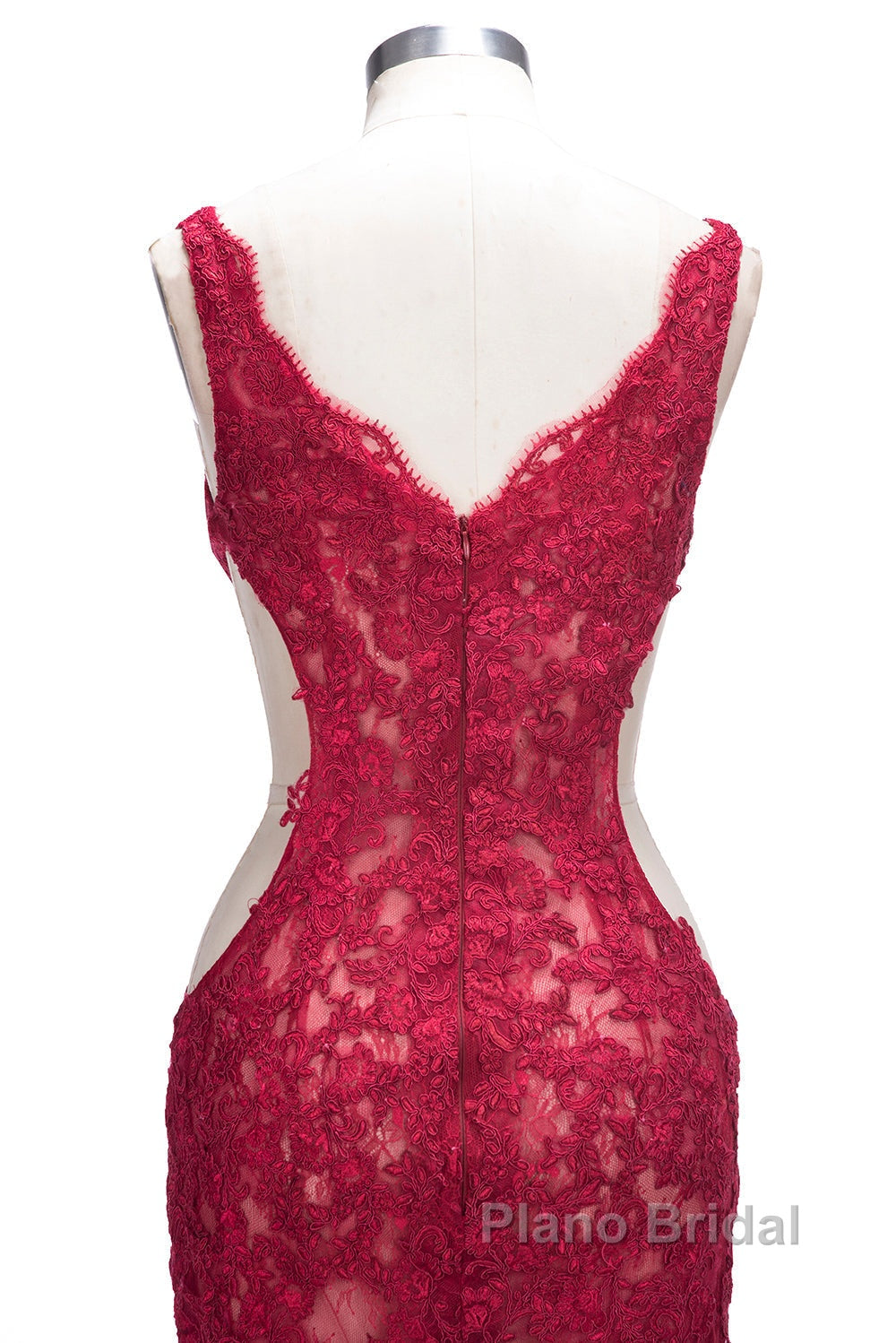 Long Mermaid V-neck Lace Appliques Formal Prom Dresses with Slit