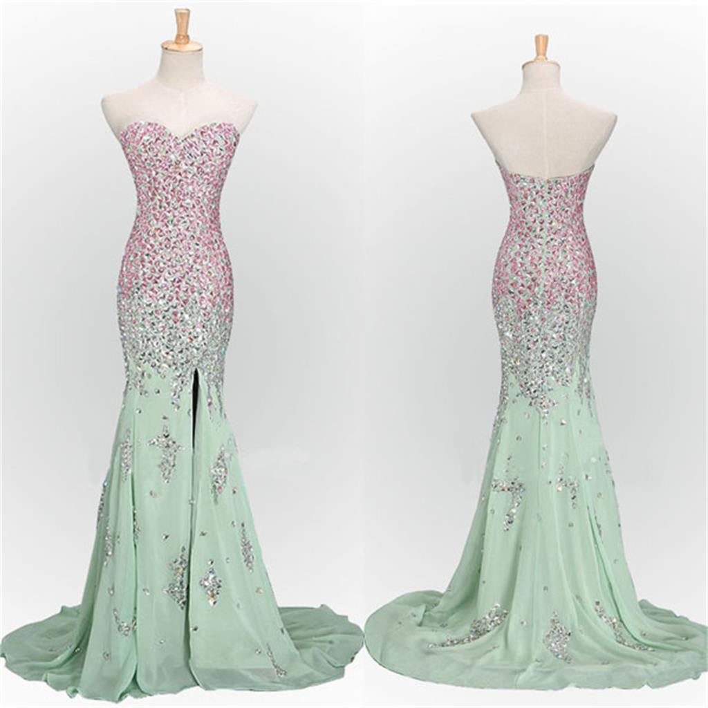 Long Mint Mermaid Sweetheart Sparkly Popular Unique Formal Prom Dresses Secondary image