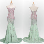 Long Mint Mermaid Sweetheart Sparkly Popular Unique Formal Prom Dresses