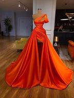 Orange Gorgeous Elegant Long Satin Ball Gown Fashion Formal Evening Dresses