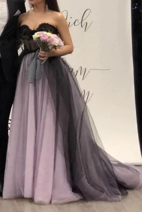 Green/Purple Elegant Lace Tulle A-Line Long Tulle Formal Prom Dresses Formal Evening Gown Sexy Backless Wedding Dresses