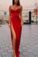 Green/Black New Style Fashion Spaghetti Straps Long Slit Sexy Satin Formal Prom Dresses Formal Evening Dresses Formal Dresses