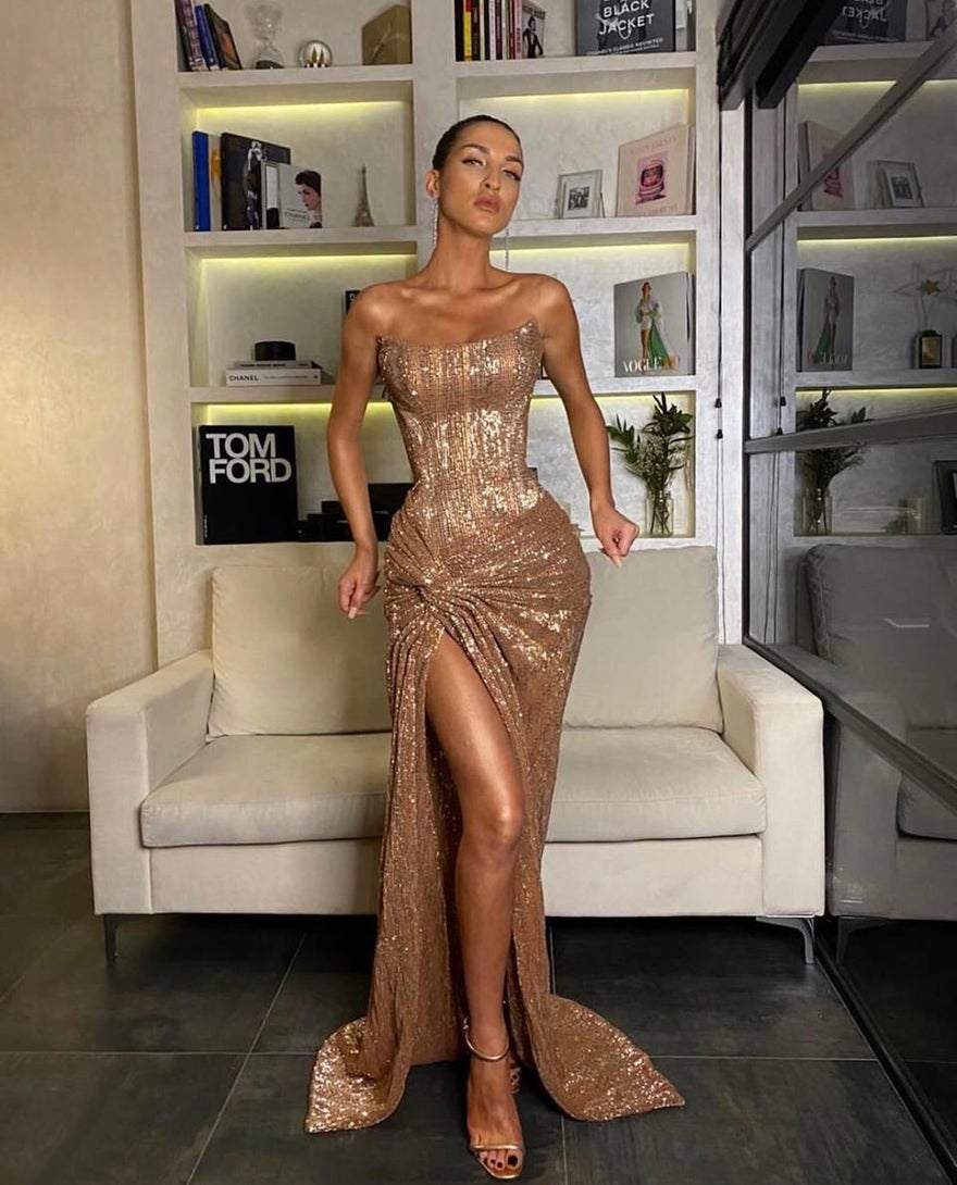 Long Formal Prom Dresses Gold Mermaid Formal Evening Gowns Main image