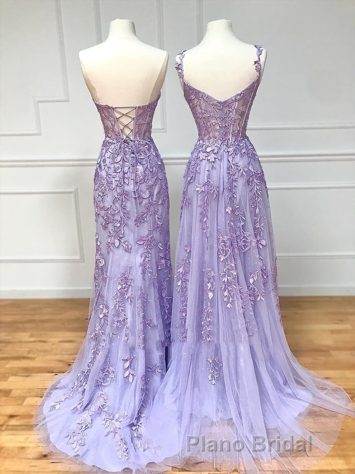 Long Purple Lace Formal Prom Dresses,Unique A Line Formal Evening Dresses Secondary image